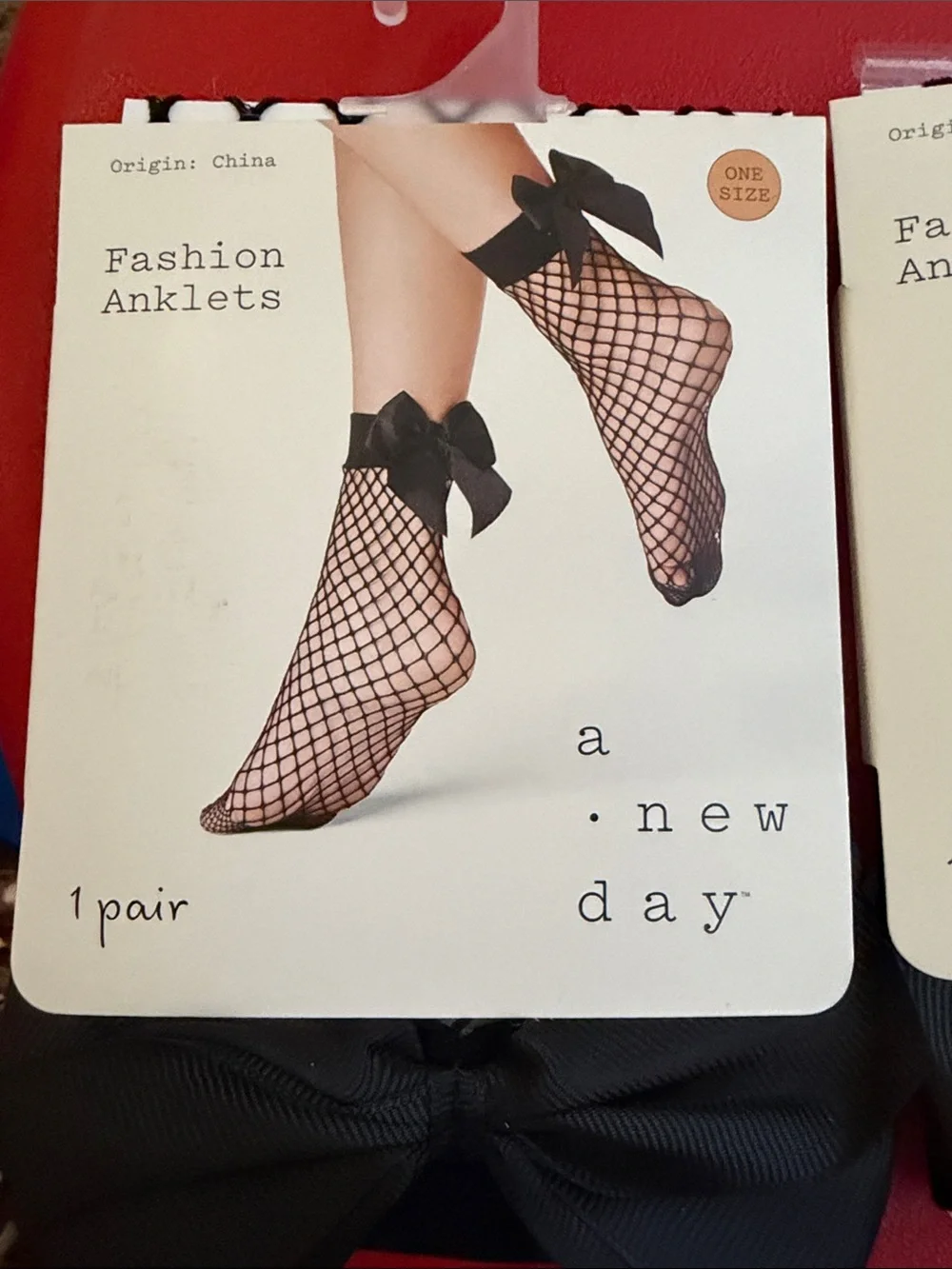 Set of 2 new day Black Fishnet Anklets with Bow Accent - Pair